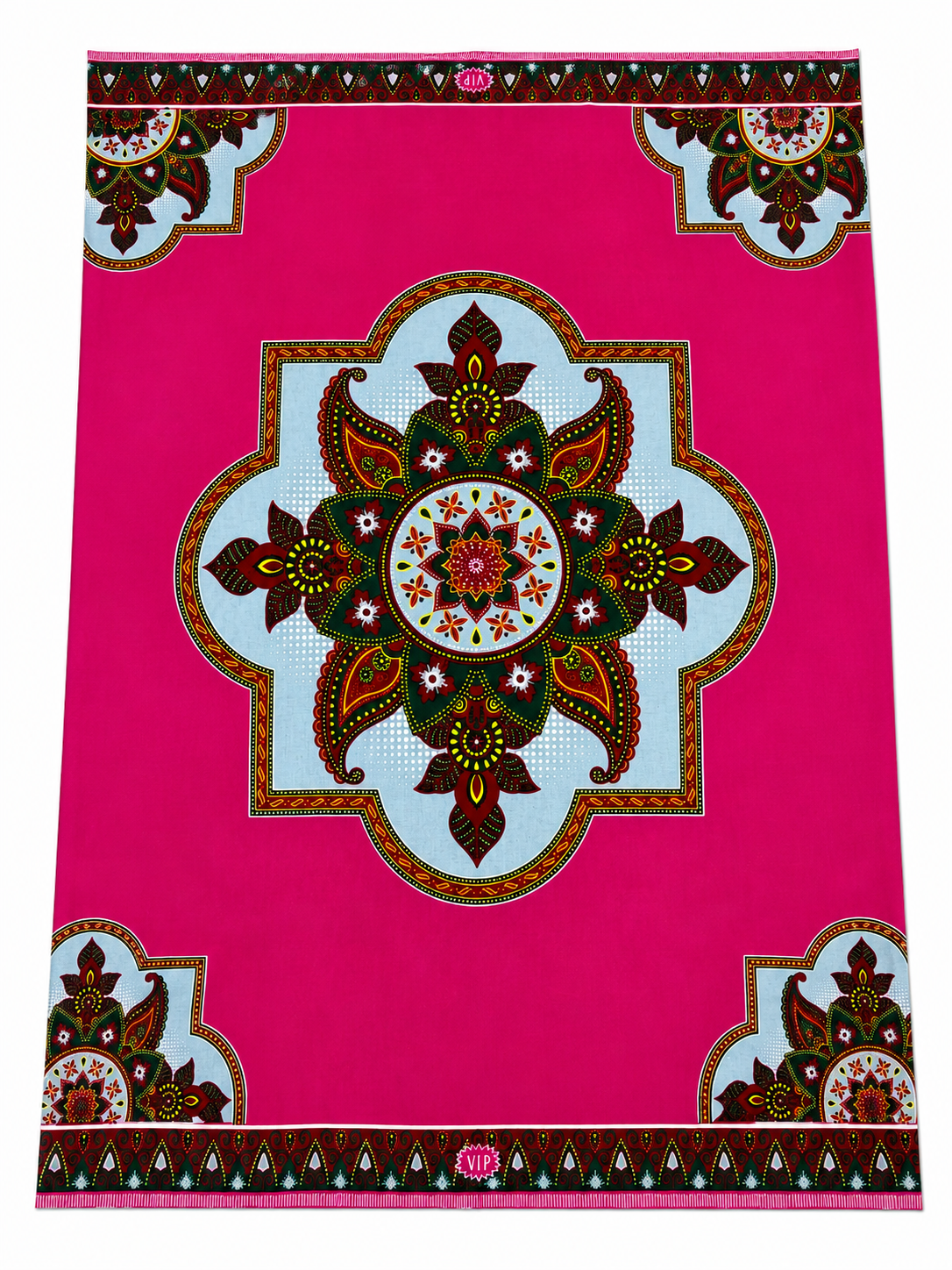 Fuchsia Floral Medallion African Wax Print Fabric