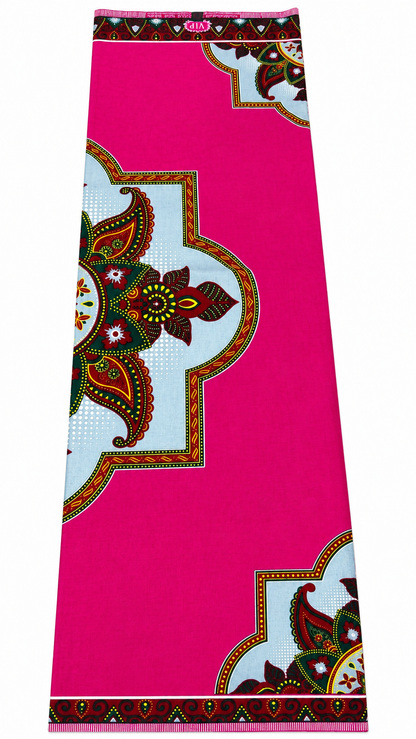 Fuchsia Floral Medallion African Wax Print Fabric