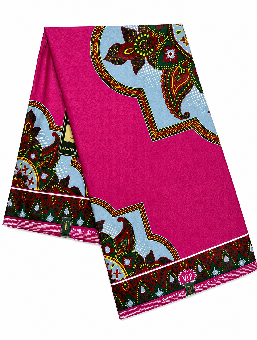 Fuchsia Floral Medallion African Wax Print Fabric