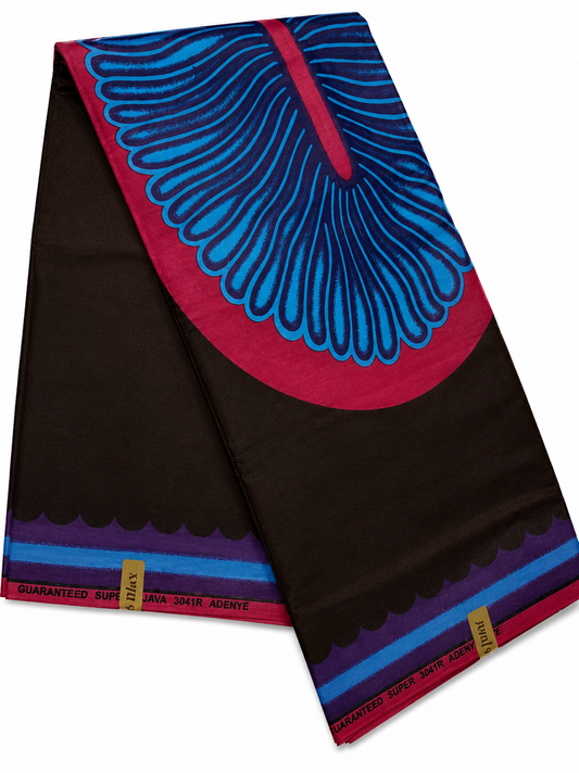Royal Blue & Fuchsia Super Java Wax Print Fabric
