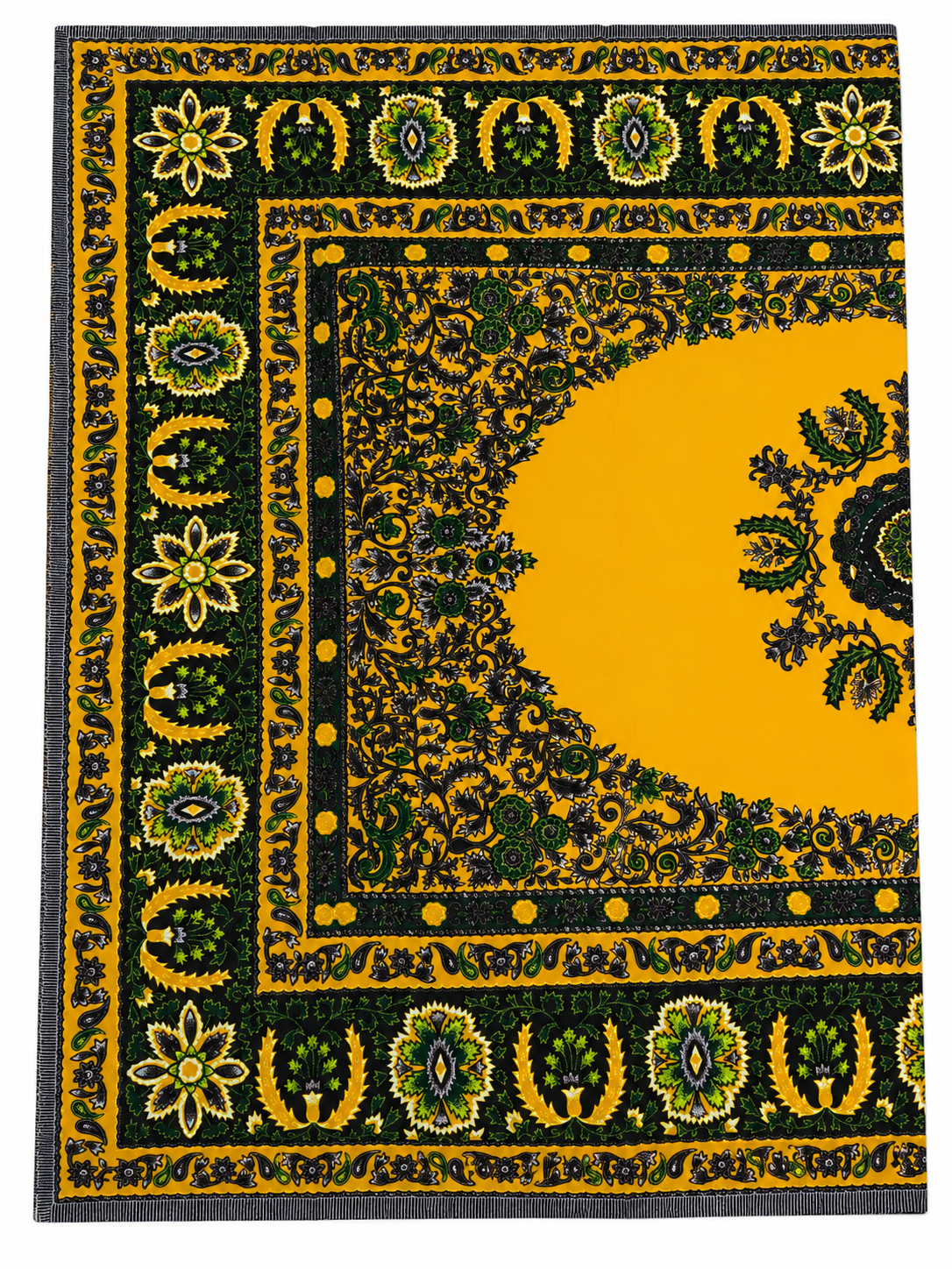 Golden Mustard Floral African Wax Print Fabric – 6 Yards