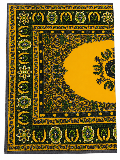 Golden Mustard Floral African Wax Print Fabric – 6 Yards