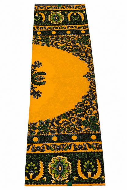 Golden Mustard Floral African Wax Print Fabric – 6 Yards