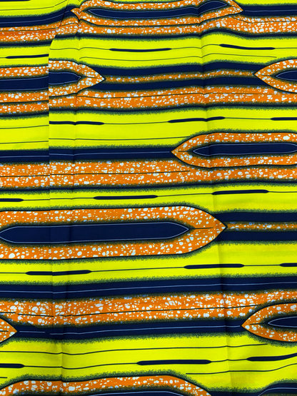 Yellow, Orange & Navy African Print Fabric – 6 Yards