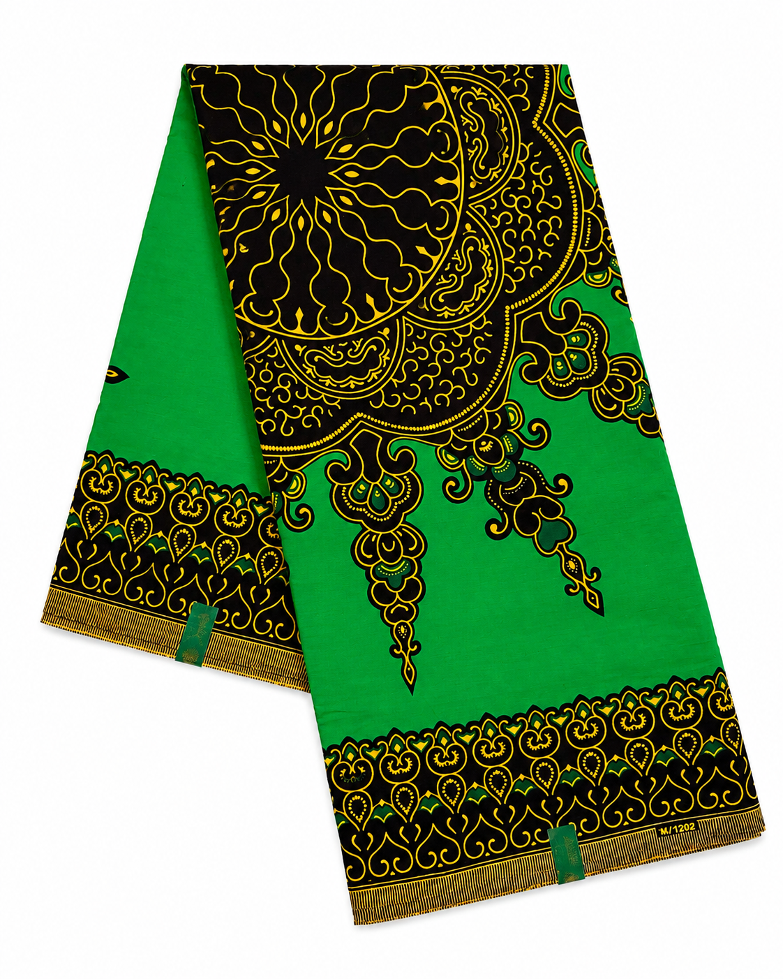 Green & Gold African Print Wax Fabric – 6 Yards