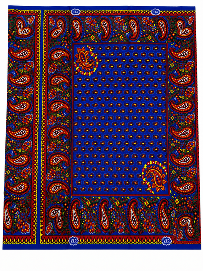 Blue Paisley African Print Fabric – 6 Yards
