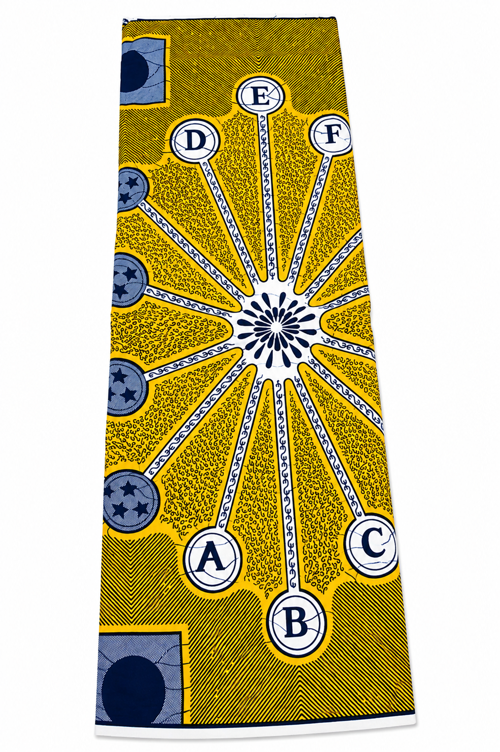Yellow & Navy African Wax Print Fabric –  Cotton | 6 Yards