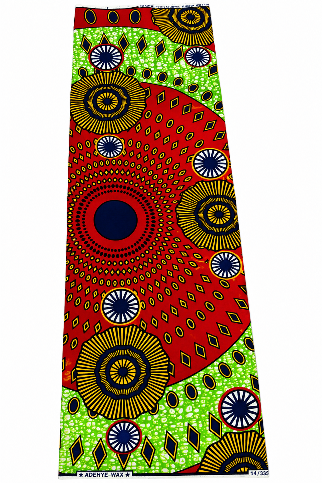 6-Yard Red & Lime Green African Wax Print Fabric | Premium Ankara Cotton