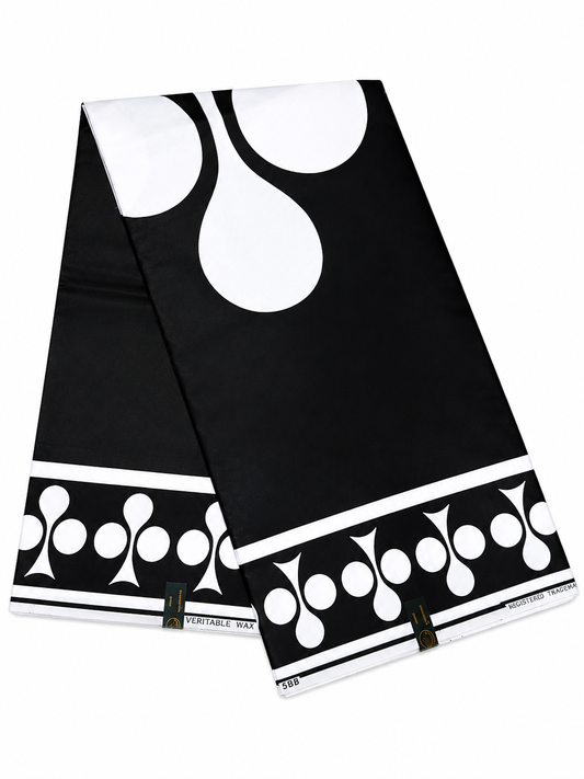 Black & White Premium Wax Print Fabric – 6 Yards