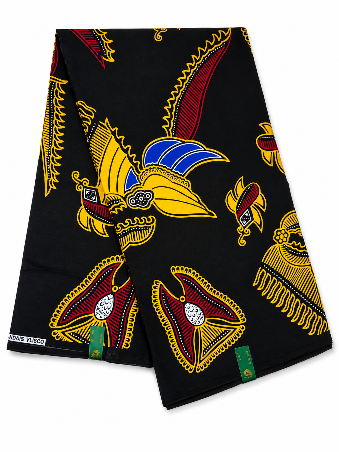 Black Multi-Color African Wax Print Fabric