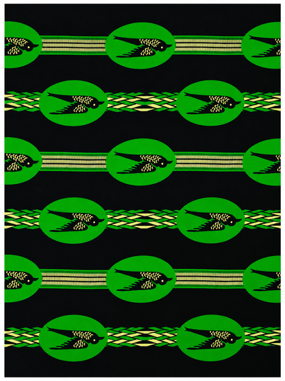 Black & Emerald Green African Wax Print Fabric | Premium Cotton Ankara Fabric by the 6Yards
