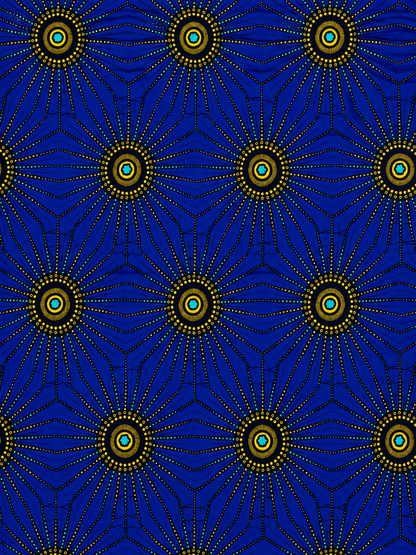 Royal Blue African Wax Print Fabric