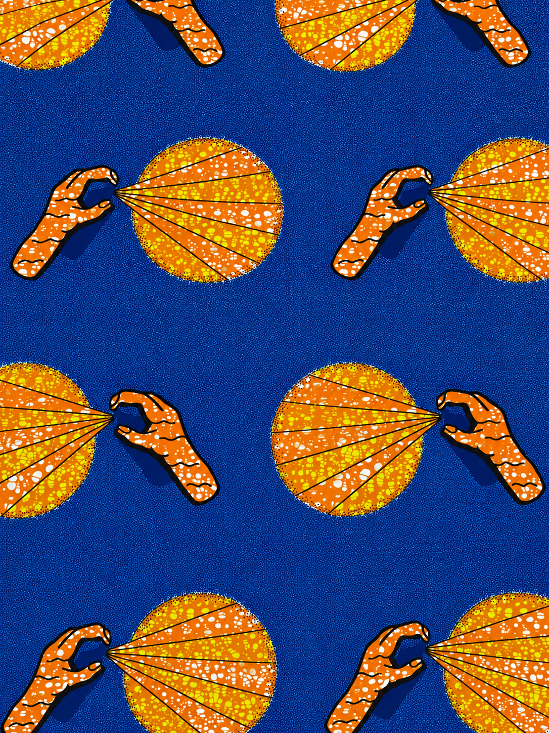 Royal Blue & Orange African Wax Print Fabric