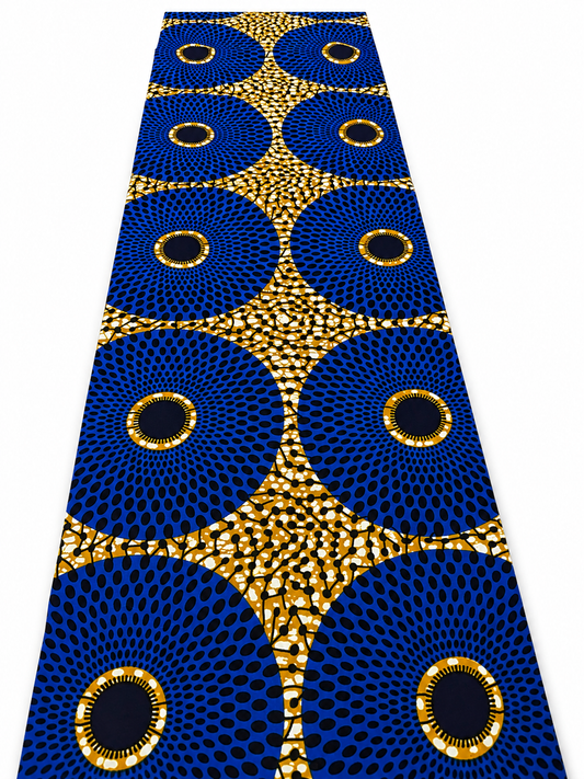Royal Blue & Gold African Print Fabric