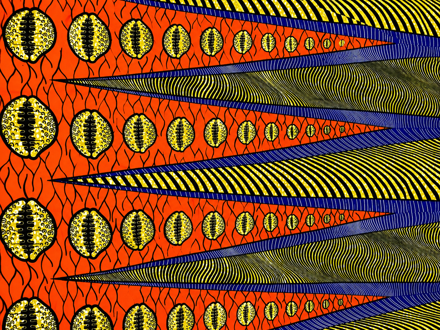 Orange & Navy African Print Cotton Fabric
