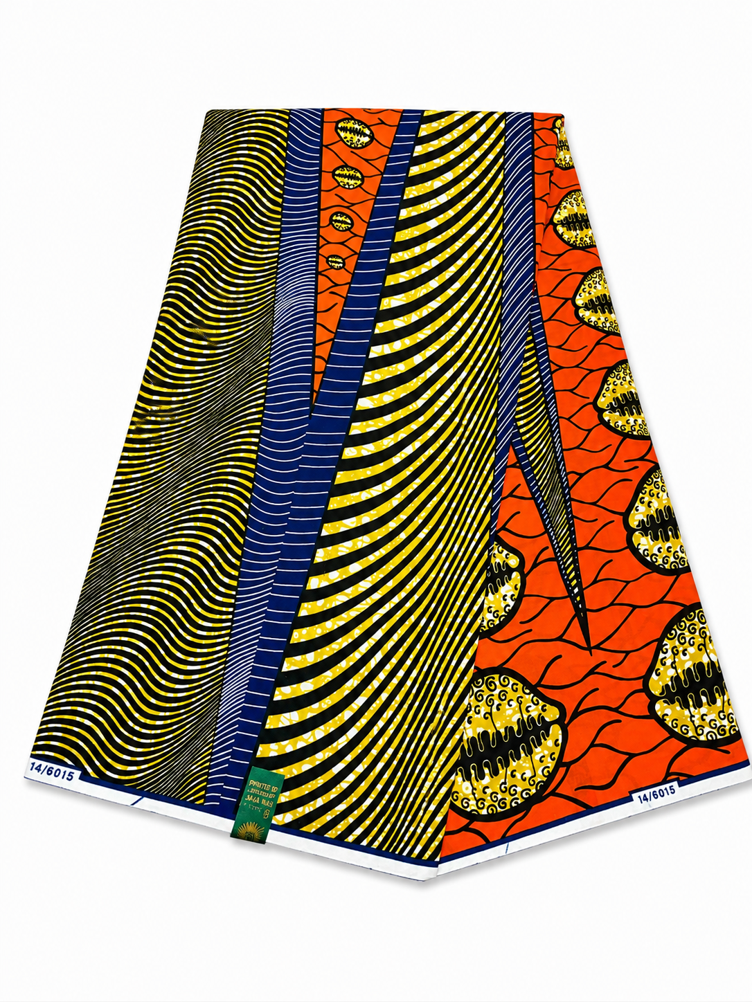 Orange & Navy African Print Cotton Fabric