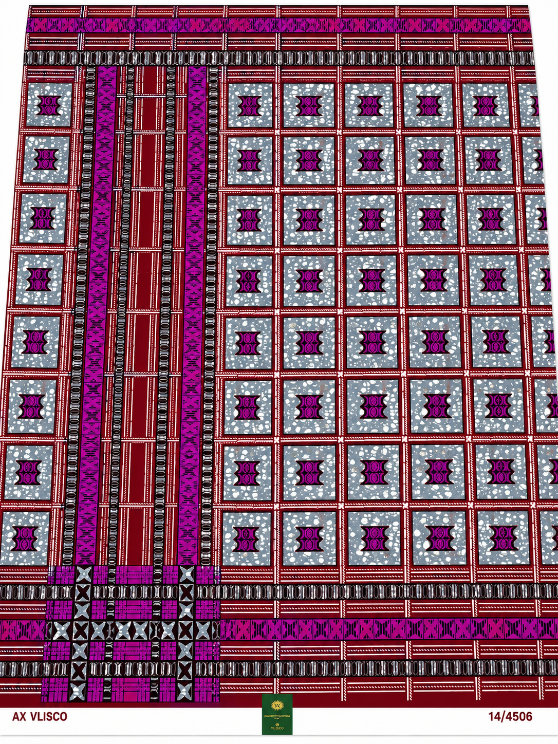 Burgundy & Purple Geometric African Print Cotton Fabric