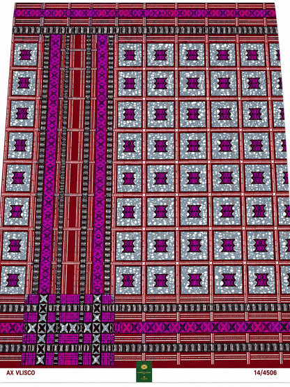Burgundy & Purple Geometric African Print Cotton Fabric