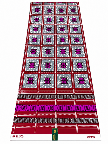 Burgundy & Purple Geometric African Print Cotton Fabric
