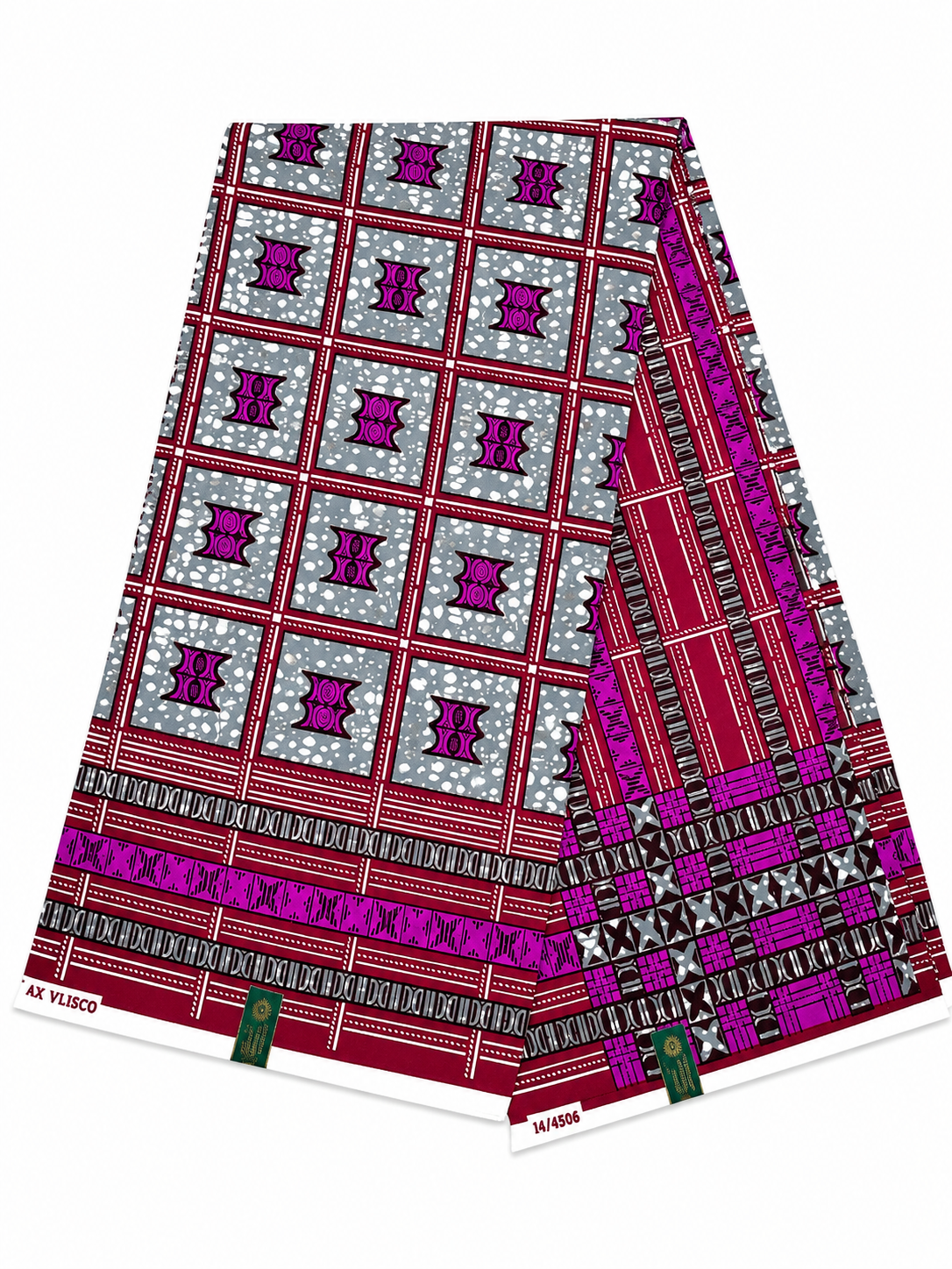 Burgundy & Purple Geometric African Print Cotton Fabric
