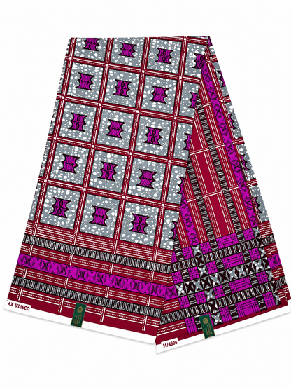 Burgundy & Purple Geometric African Print Cotton Fabric