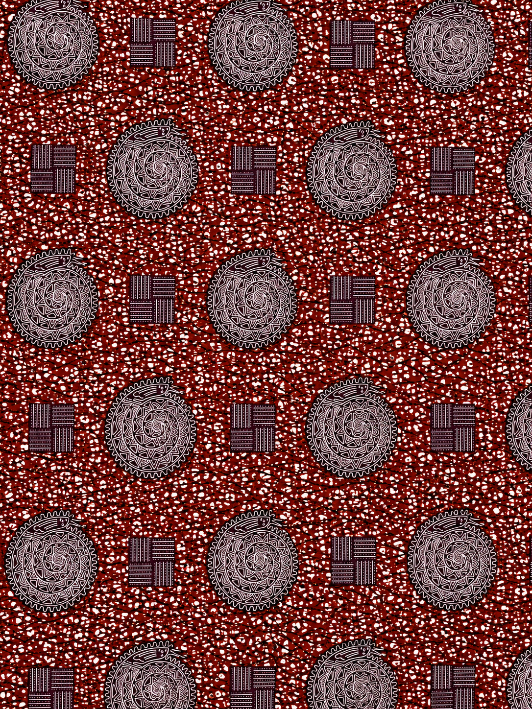Burgundy Spiral African Print Cotton Fabric
