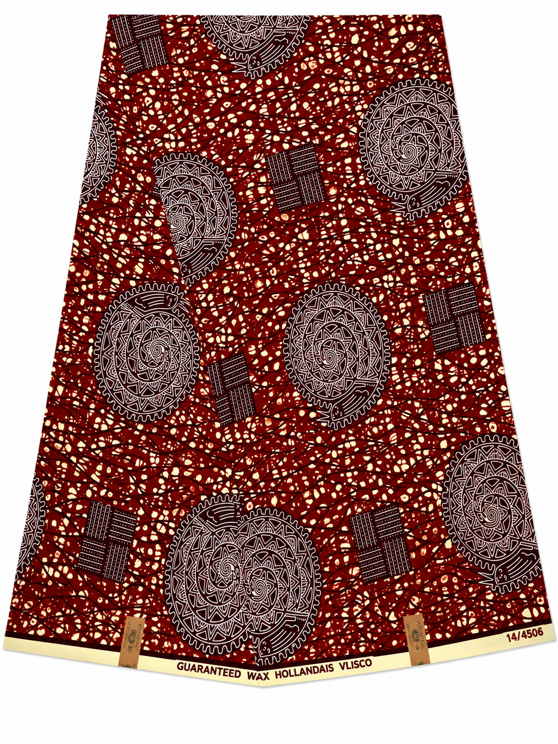 Burgundy Spiral African Print Cotton Fabric