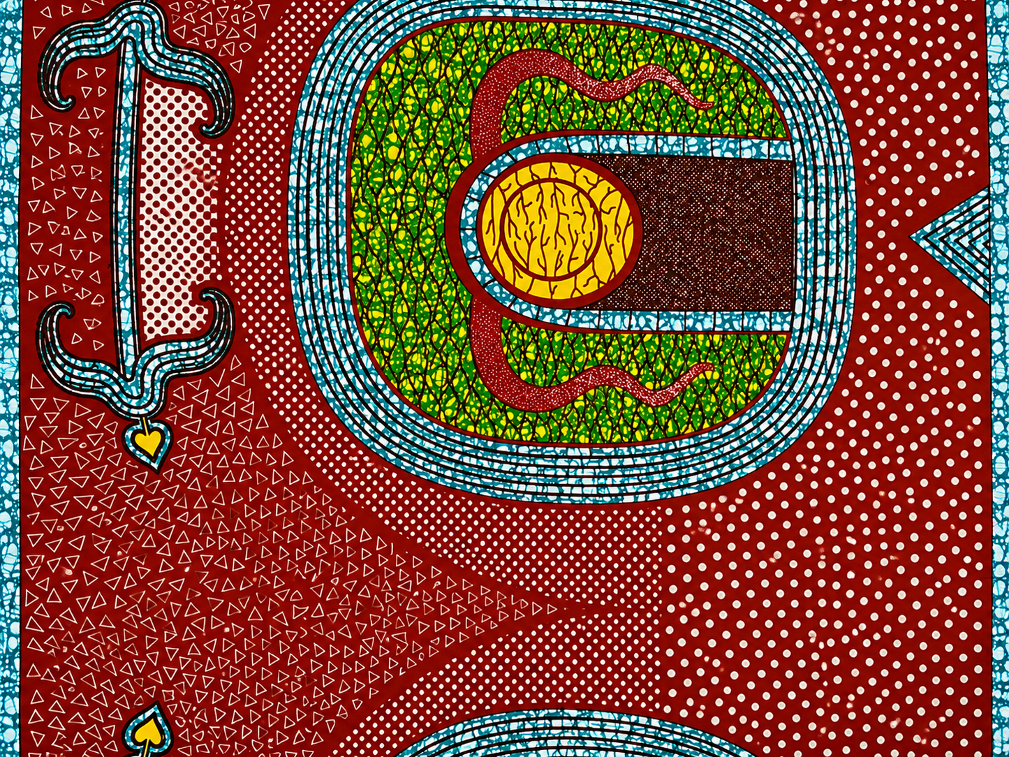 Red & Teal Abstract African Print Cotton Fabric