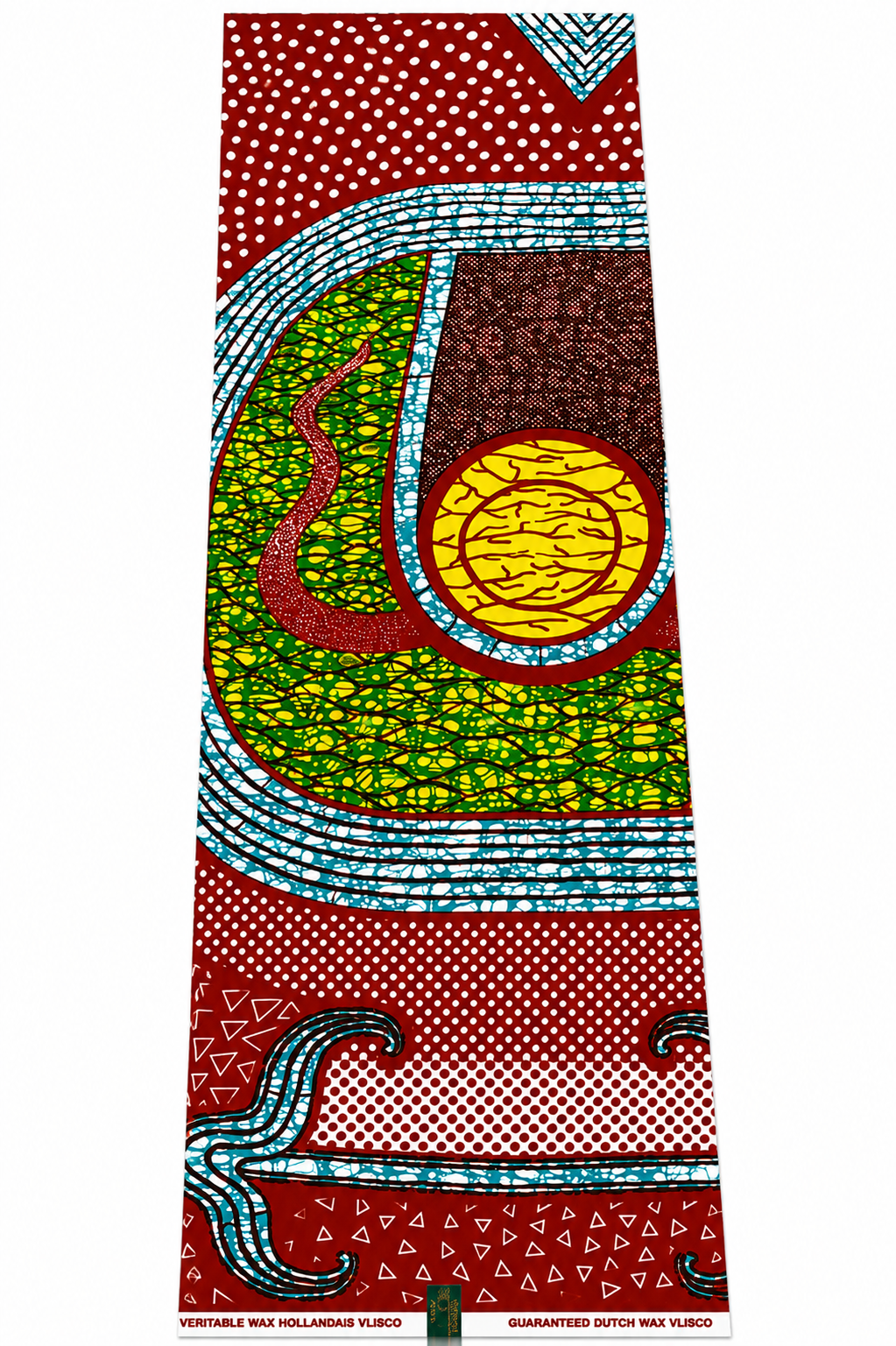Red & Teal Abstract African Print Cotton Fabric