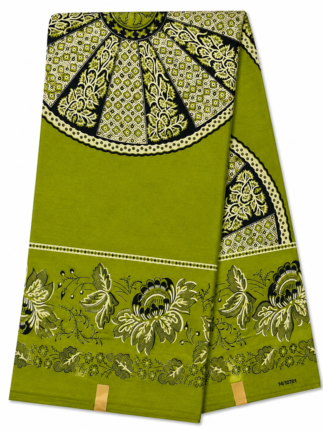 Olive Green Medallion African Print Cotton Fabric