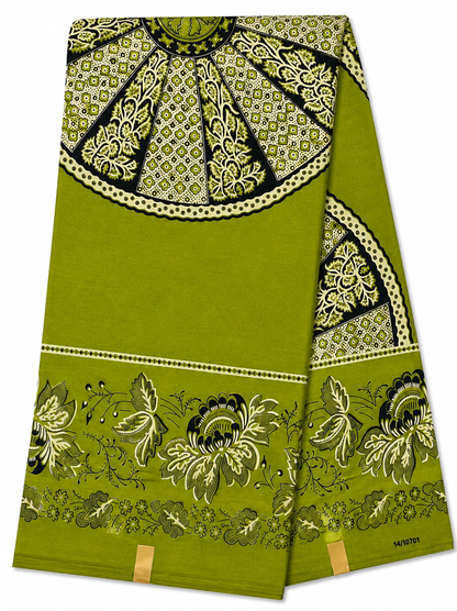 Olive Green Medallion African Print Cotton Fabric