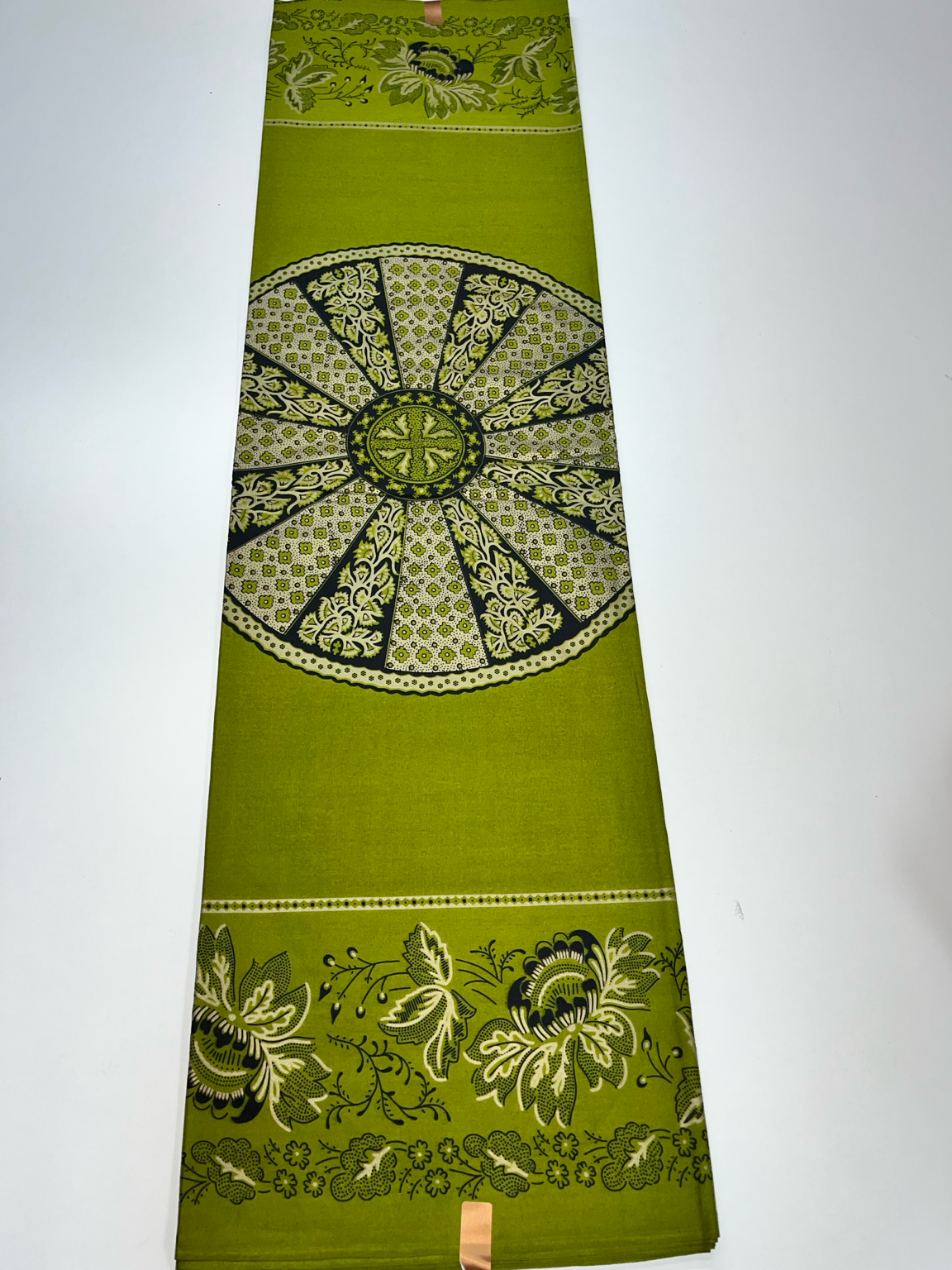 Olive Green Medallion African Print Cotton Fabric