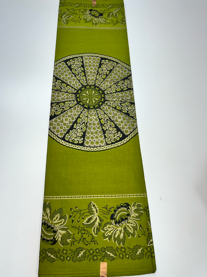 Olive Green Medallion African Print Cotton Fabric