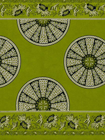 Olive Green Medallion African Print Cotton Fabric