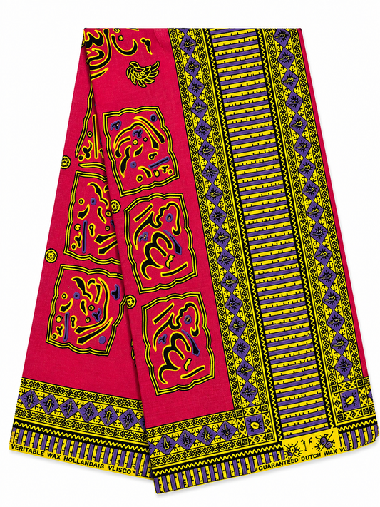 Pink & Gold Premium African Wax Print Fabric