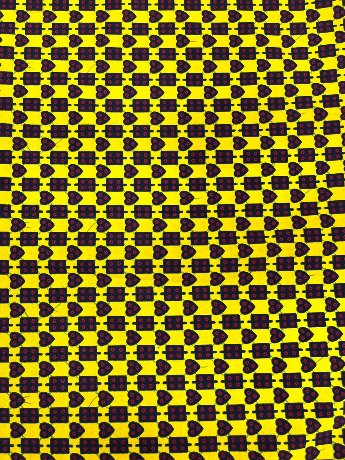 Yellow Geometric Wax Print Cotton Fabric
