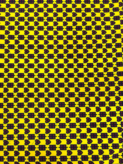 Yellow Geometric Wax Print Cotton Fabric