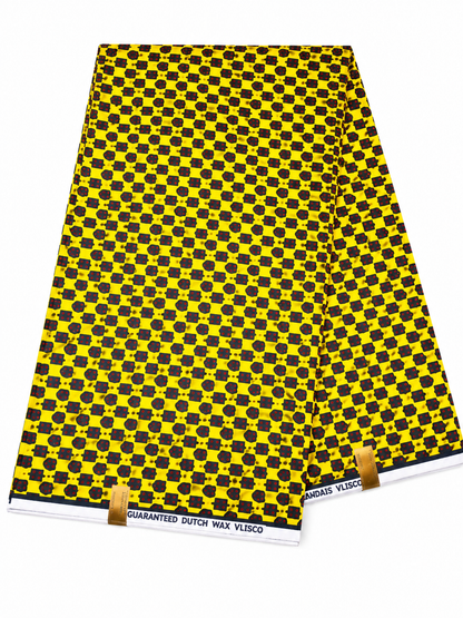 Yellow Geometric Wax Print Cotton Fabric
