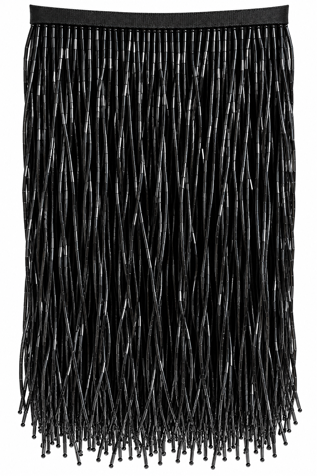Black Bugle Beaded Fringe Trim – 12 Inch