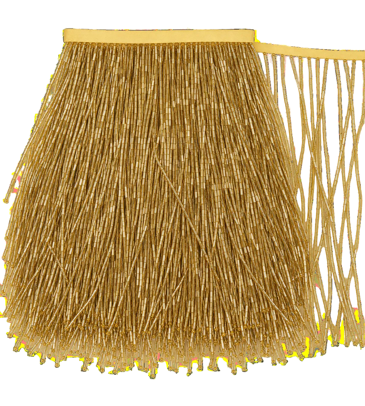 Gold Bugle Beaded Fringe Trim – 12 Inch