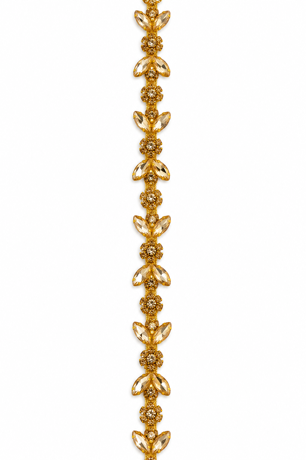 AB Crystal Rhinestone Leaf Trim – Gold Couture Embellishment
