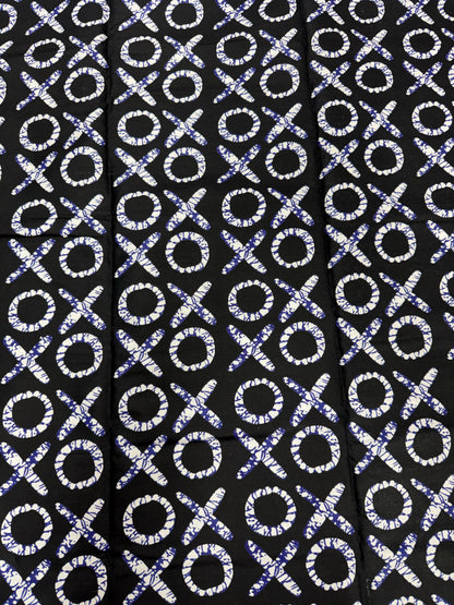 Bold Black & White hint blue  African Print – Geometric Block Pattern