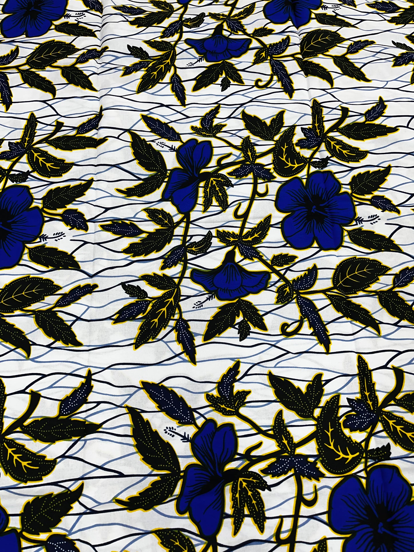African print fabric Blue flower