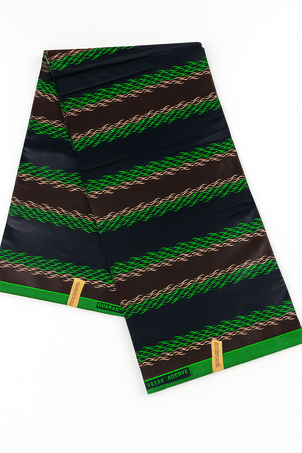 Traditional Green Striped African Cloth – 6 Yards (44 x 45 Width)