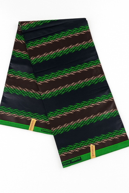 Traditional Green Striped African Cloth – 6 Yards (44 x 45 Width)