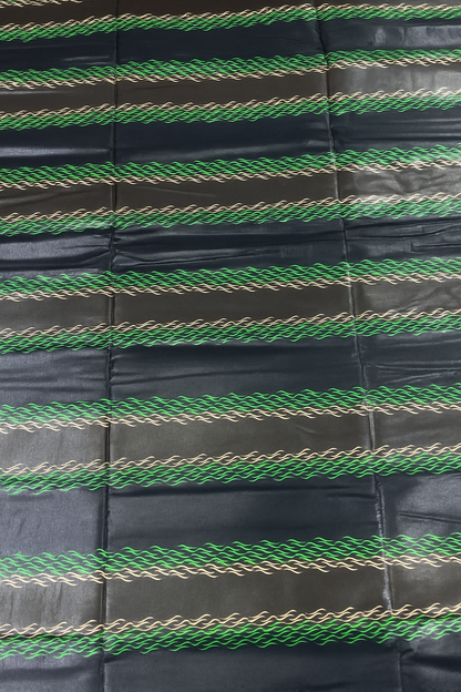 Traditional Green Striped African Cloth – 6 Yards (44 x 45 Width)