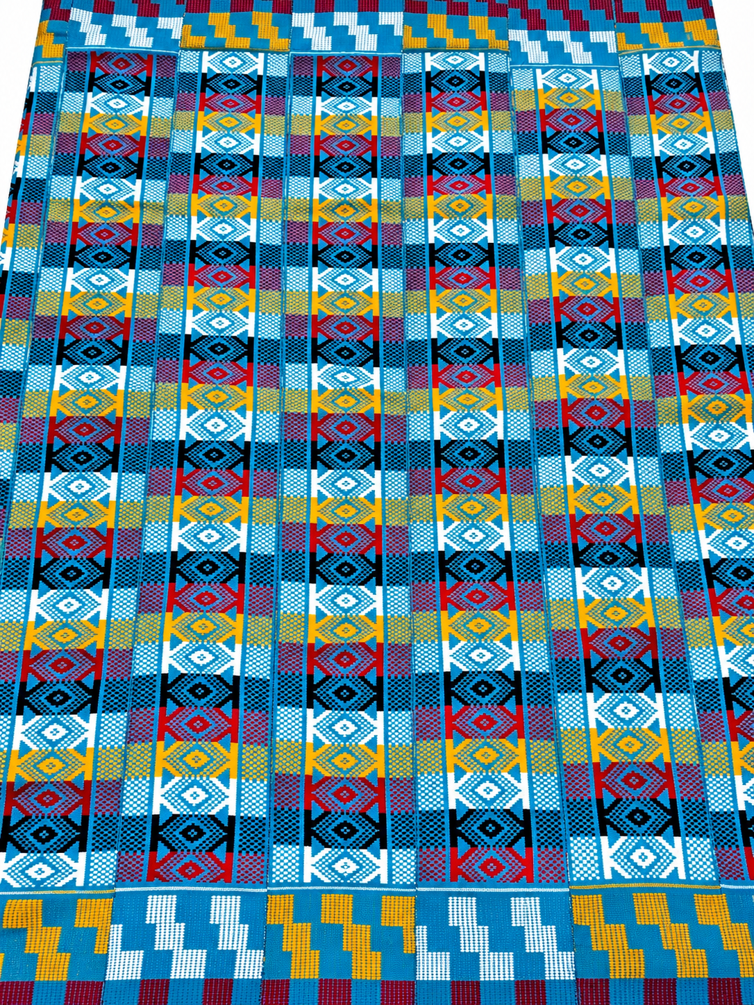 Authentic Handwoven Kente Fabric – Red & Multicolor – 6 Yards
