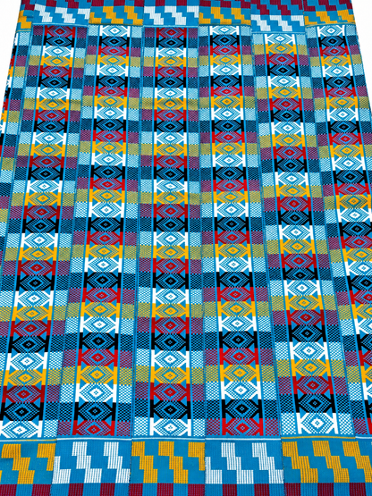 Authentic Handwoven Kente Fabric – Red & Multicolor – 6 Yards