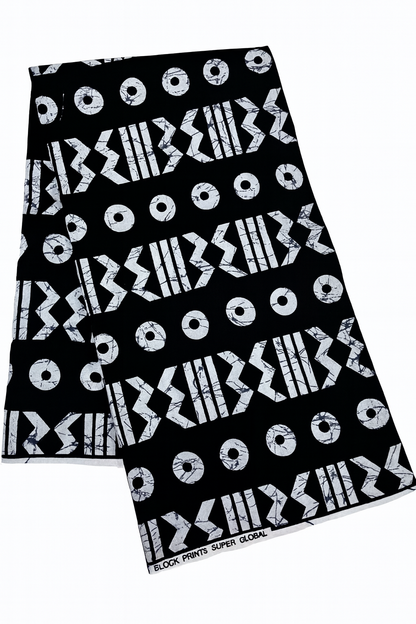 Bold Black & White African Print – Geometric Block Pattern