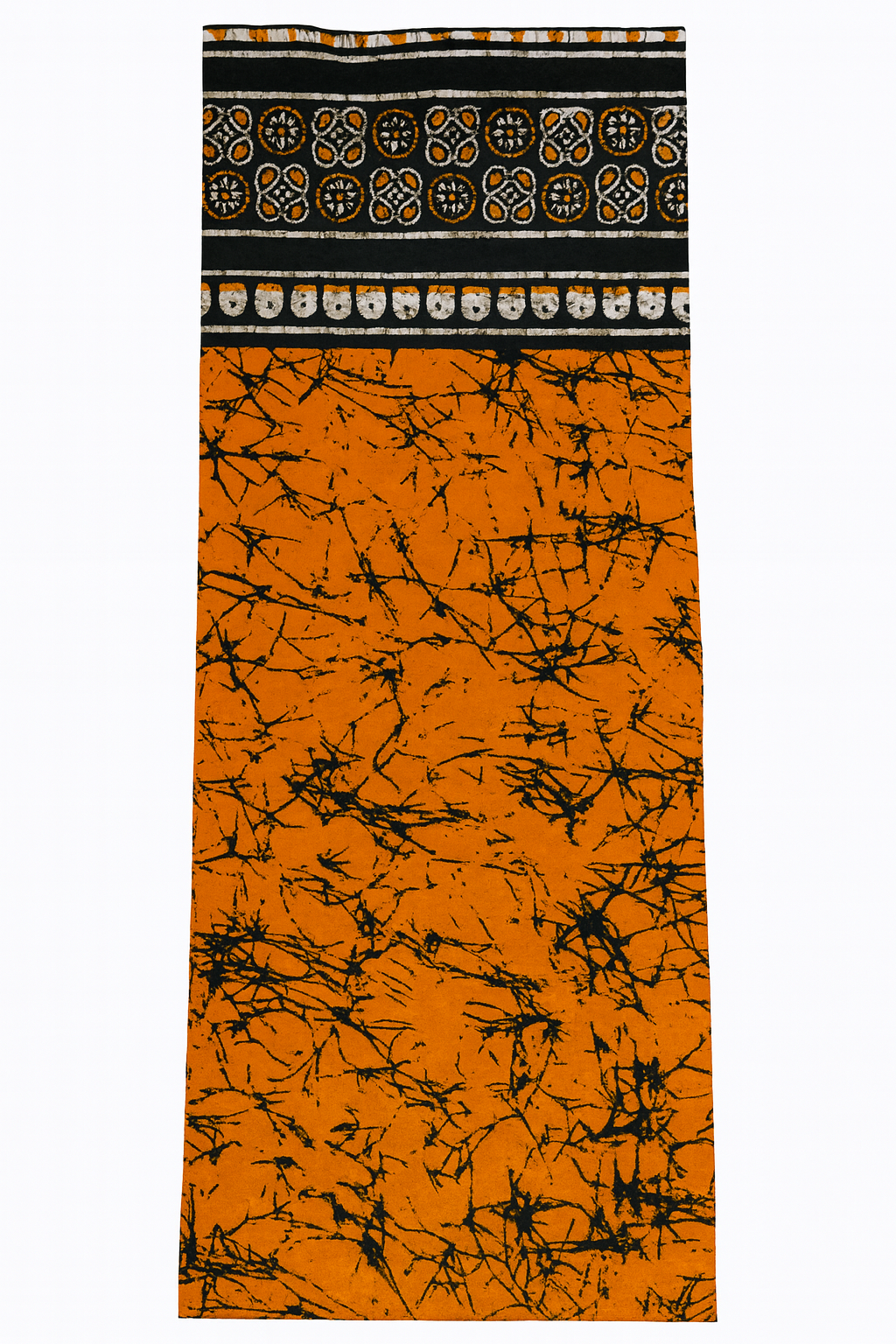 Orange Batik African Print with Decorative Border – 100% Cotton